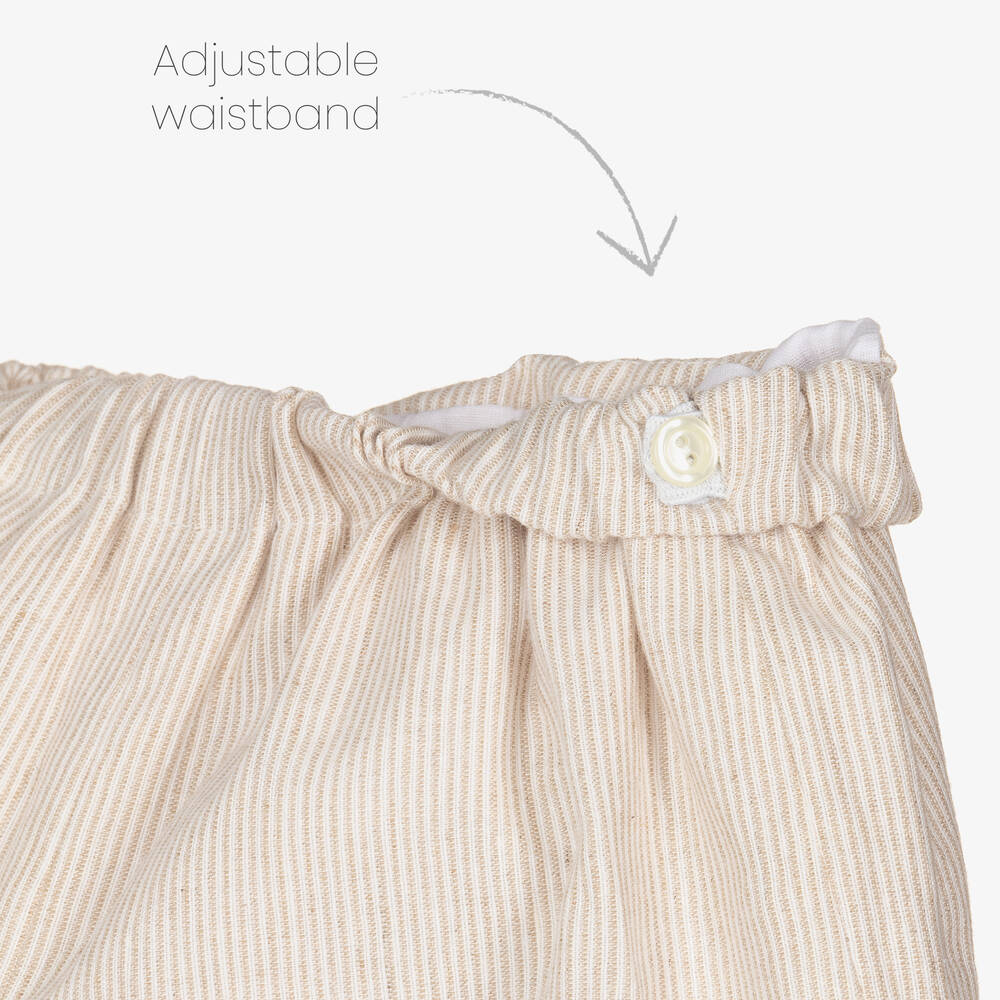 Artesanía Granlei-Boys Beige Cotton & Linen Shorts Set | Childrensalon Outlet
