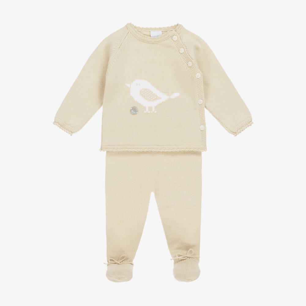 Artesanía Granlei-Boys Beige Cozy Knit Babygrow Set | Childrensalon Outlet