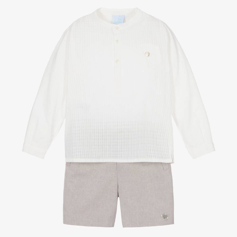 Artesanía Granlei - Кремовая рубашка и бежевые шорты из хлопка | Childrensalon