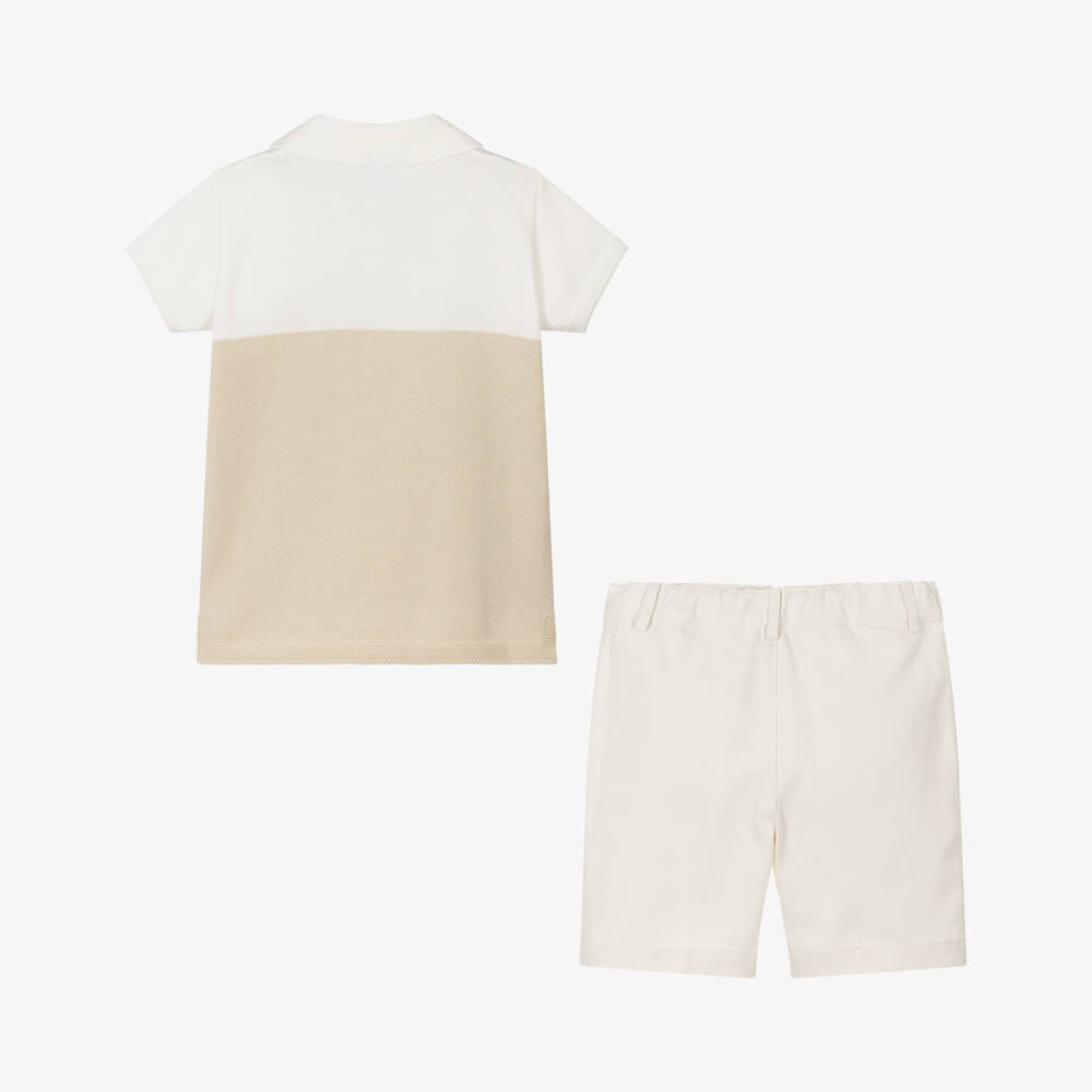 Artesanía Granlei-Boys Beige & Ivory Polo Set | Childrensalon Outlet