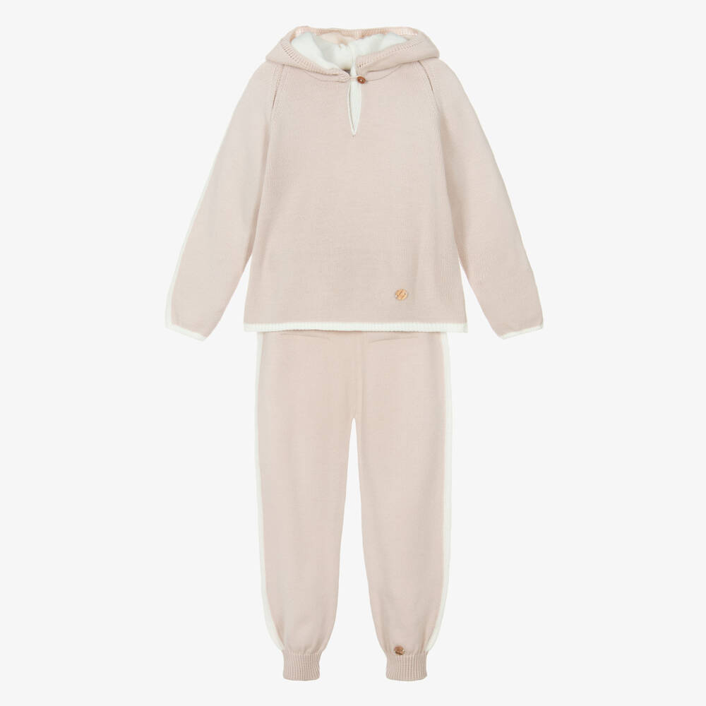 Artesanía Granlei-Boys Beige Knit Hooded Top & Trouser Set | Childrensalon Outlet