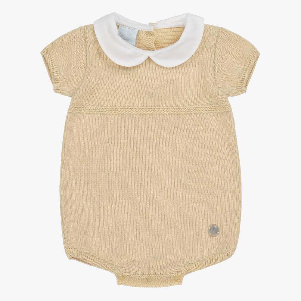 Artesanía Granlei-Boys Beige Knit Peter Pan Shortie | Childrensalon Outlet
