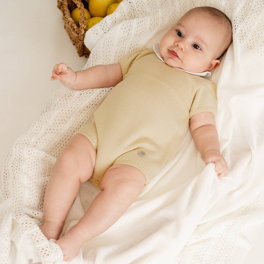 Artesanía Granlei-Boys Beige Knit Peter Pan Shortie | Childrensalon Outlet