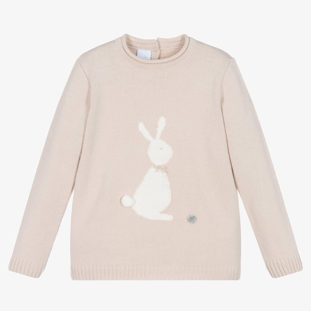 Artesanía Granlei - Boys Beige Knitted Bunny Sweater | Childrensalon