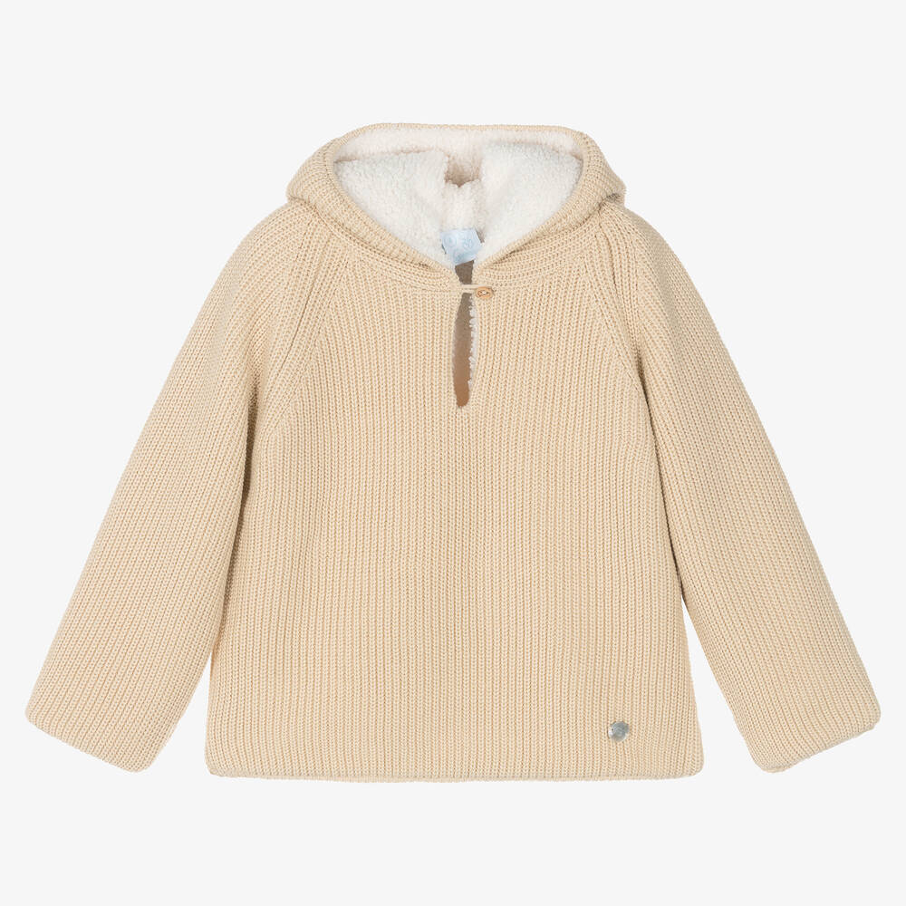 Artesanía Granlei - Pull à capuche beige en maille | Childrensalon