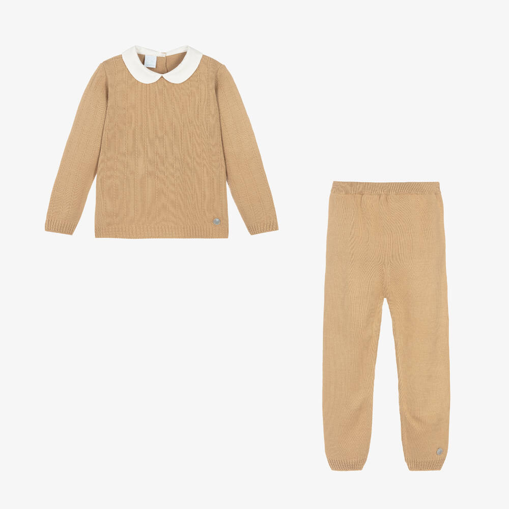 Artesanía Granlei-طقم بنطلون أكريليك محبوك لون بيج للأولاد | Childrensalon Outlet