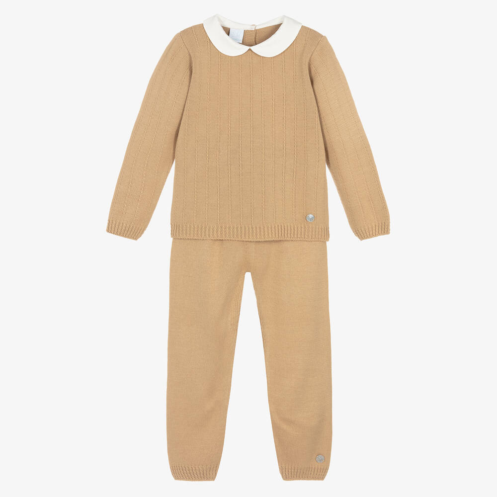 Artesanía Granlei - Ensemble pantalon beige en maille | Childrensalon