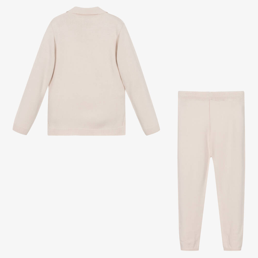 Artesanía Granlei-Boys Beige Knitted Trouser Set | Childrensalon Outlet