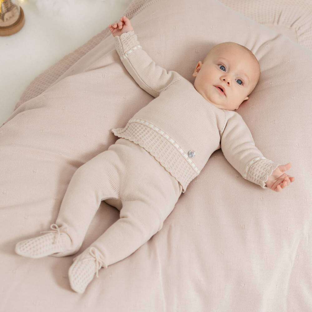 Artesanía Granlei-Boys Beige Knitted Wrap Shawl | Childrensalon Outlet