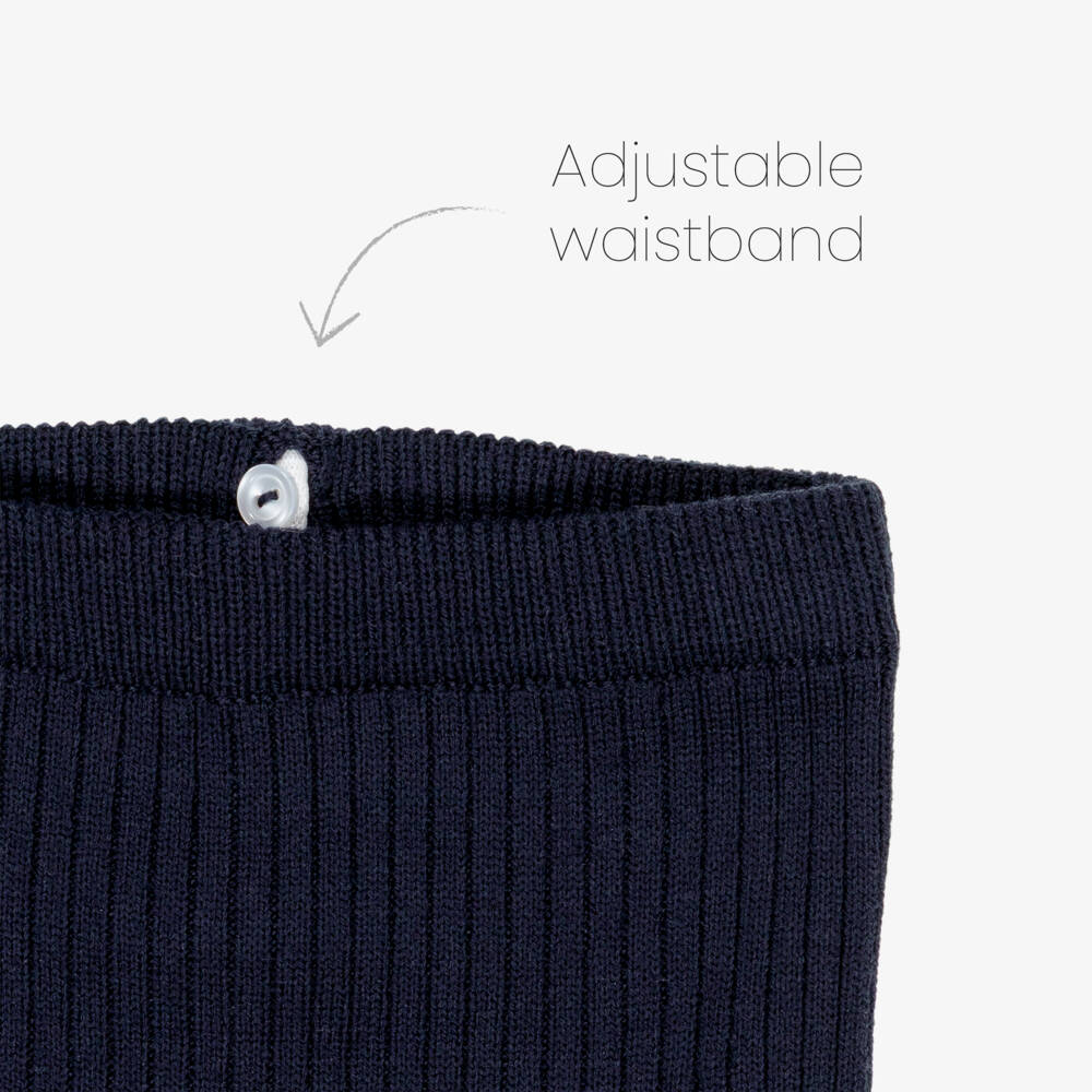 Artesanía Granlei-Boys Beige & Navy Blue Striped Knit Trousers Set | Childrensalon Outlet