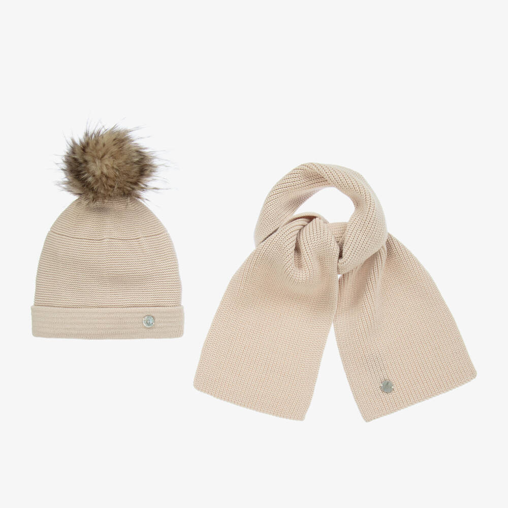 Artesanía Granlei-Boys Beige Pom Pom Knit Duo | Childrensalon Outlet