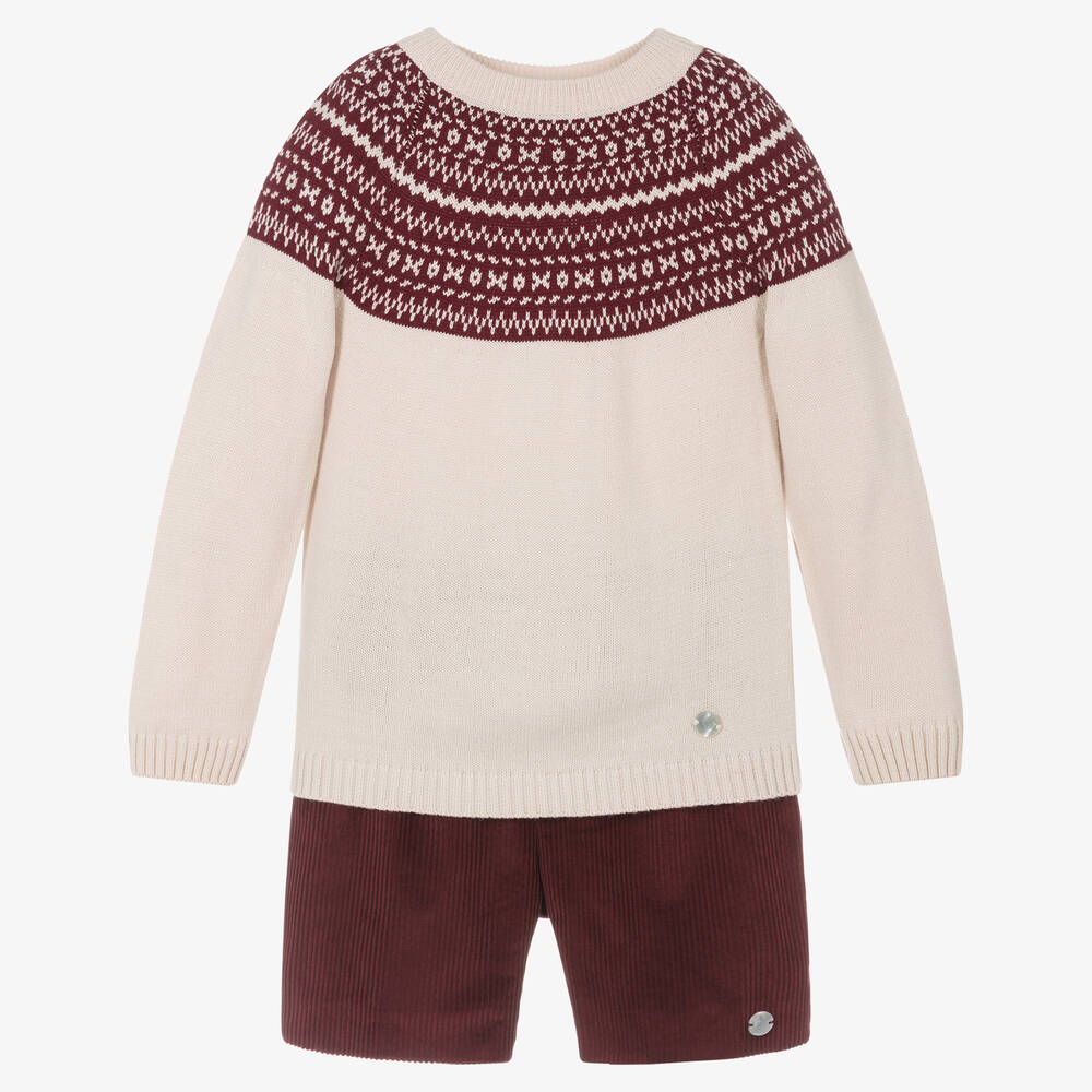 Artesanía Granlei - Бежевый свитер и красные шорты | Childrensalon