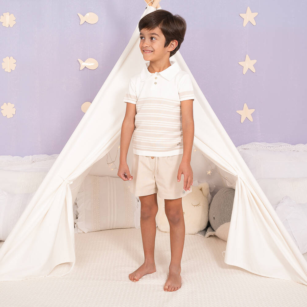 Artesanía Granlei-Рубашка в полоску и бежевые шорты из хлопка | Childrensalon Outlet