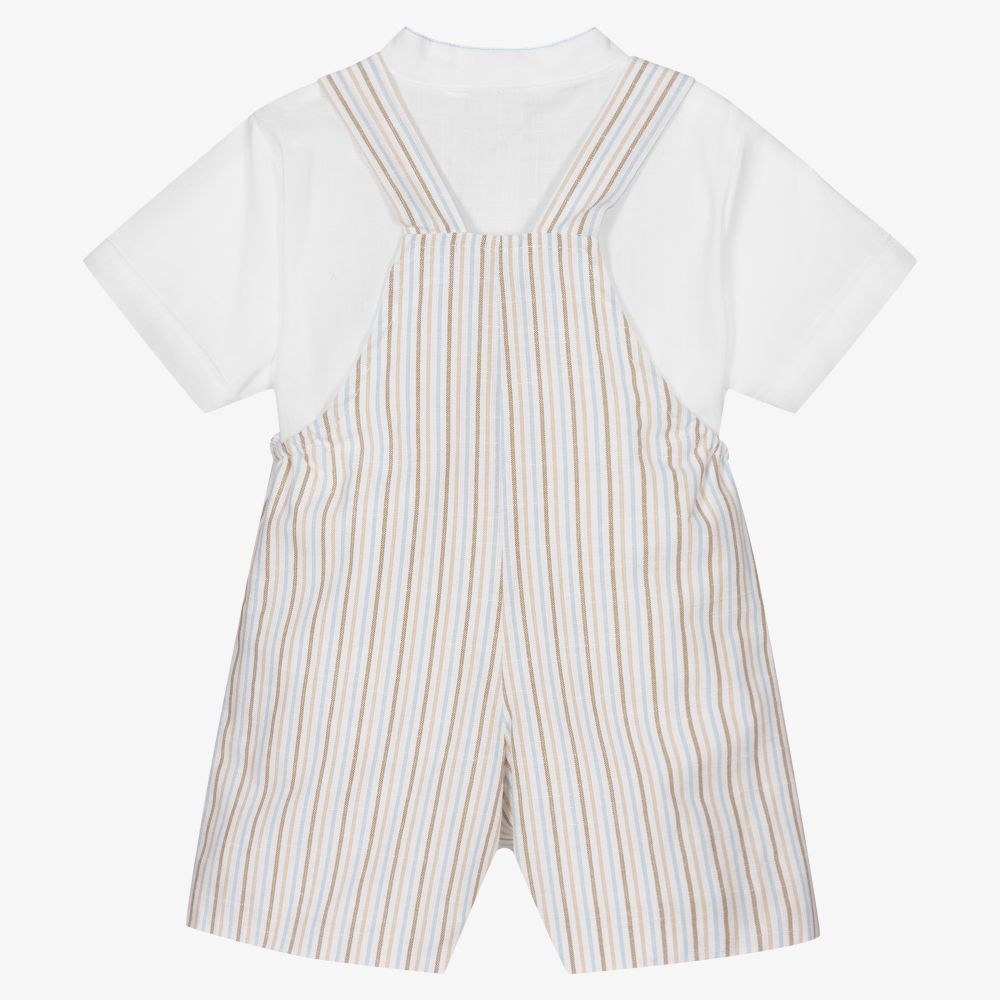 Artesanía Granlei-طقم دانغريز أطفال ولادي قطن مقلم لون بيج وأبيض | Childrensalon Outlet