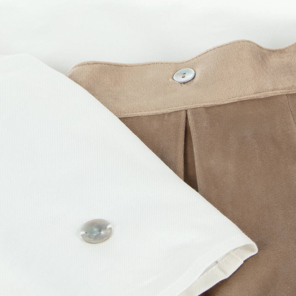 Artesanía Granlei-Boys Beige Velour Short Set | Childrensalon Outlet