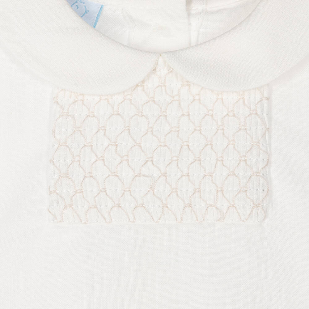 Artesanía Granlei-Boys Beige & White Cotton Buster Suit | Childrensalon Outlet