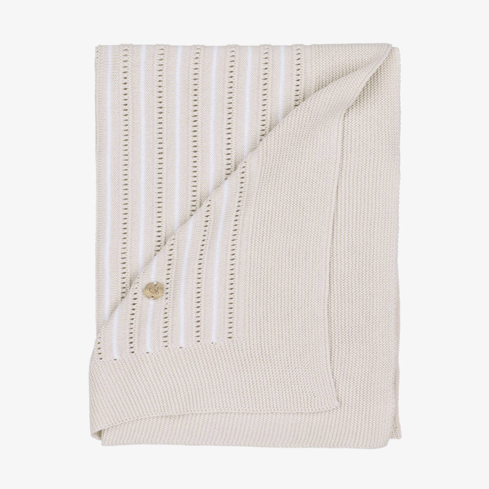 Artesanía Granlei-Boys Beige & White Striped Blanket | Childrensalon Outlet