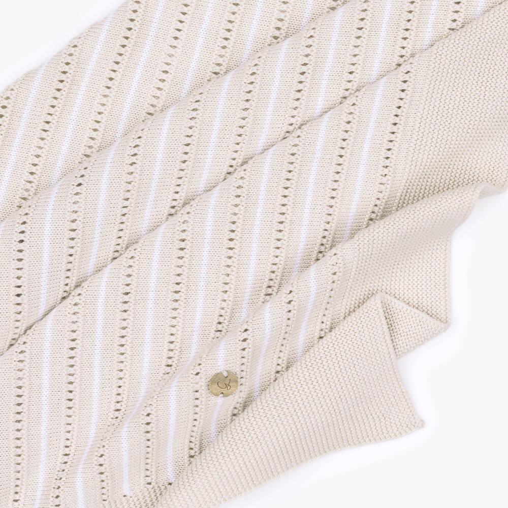 Artesanía Granlei-Boys Beige & White Striped Blanket | Childrensalon Outlet