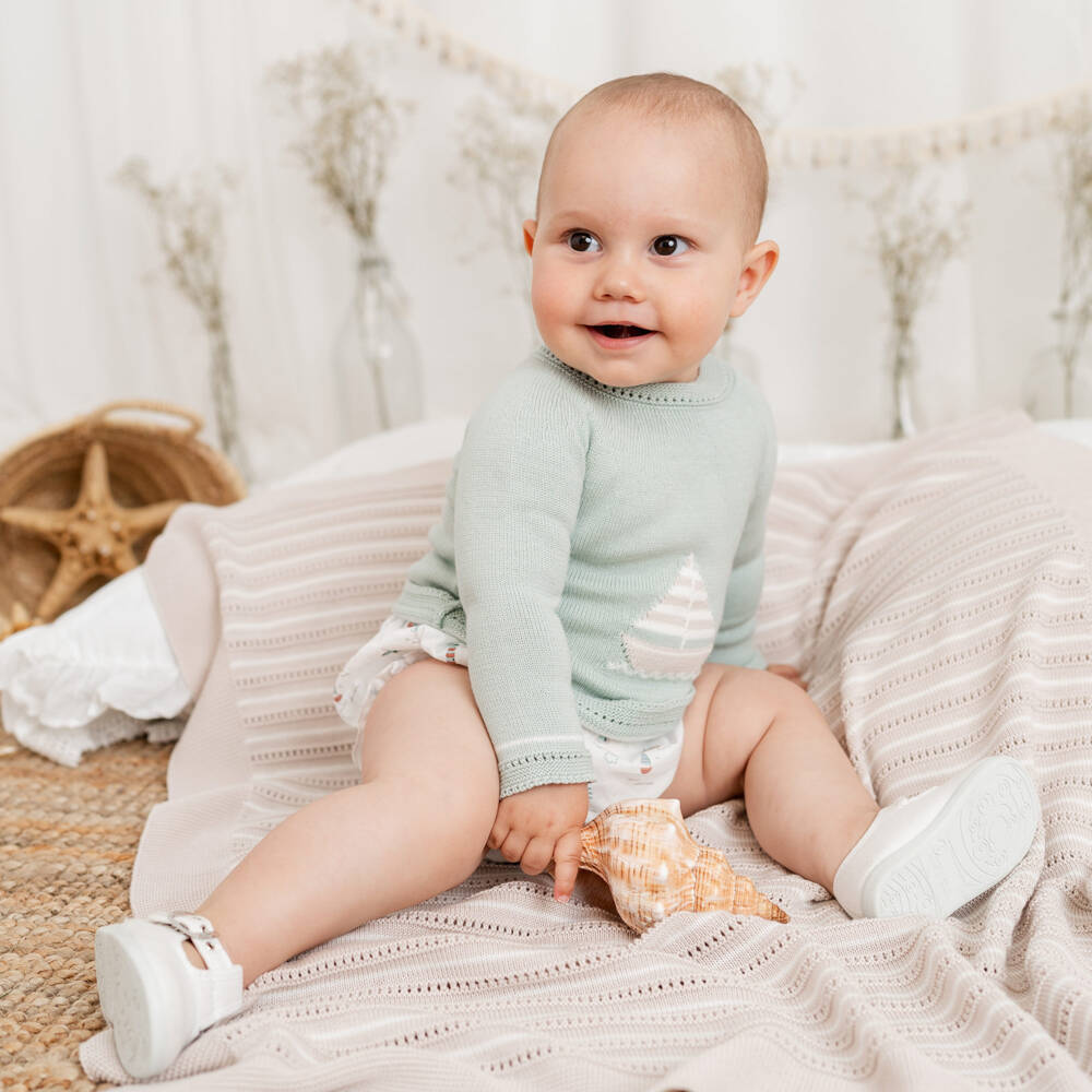 Artesanía Granlei-Boys Beige & White Striped Blanket | Childrensalon Outlet