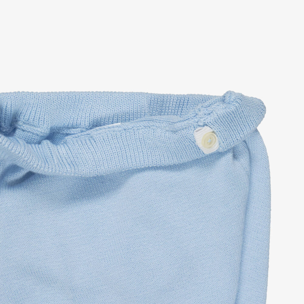 Artesanía Granlei-Boys Blue & Beige Knitted Polo Shirt & Shorts Set | Childrensalon Outlet