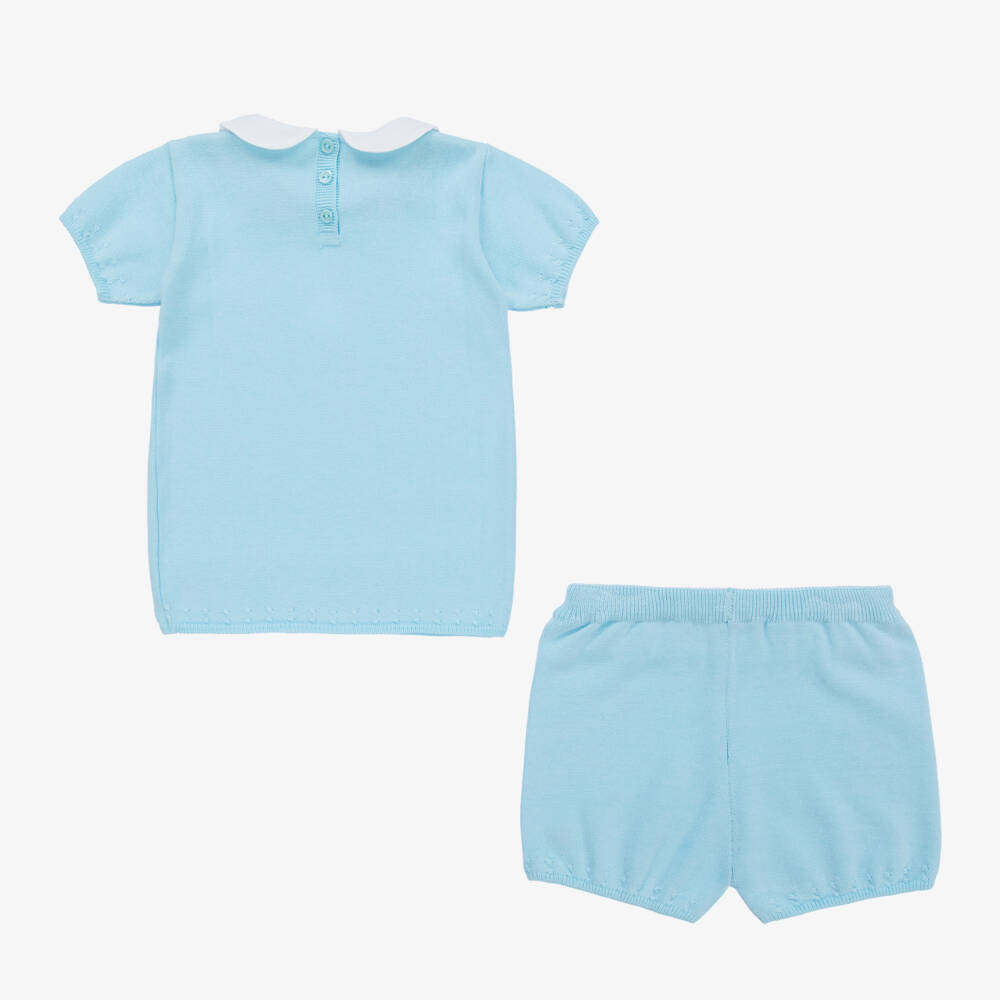 Artesanía Granlei-Boys Blue Boat Cotton Shorts Set | Childrensalon Outlet