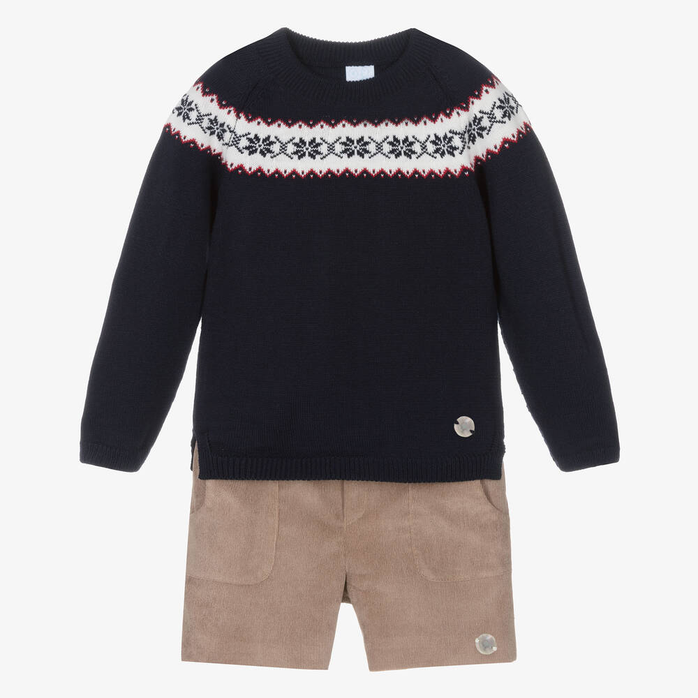 Artesanía Granlei - Ensemble short bleu et marron | Childrensalon