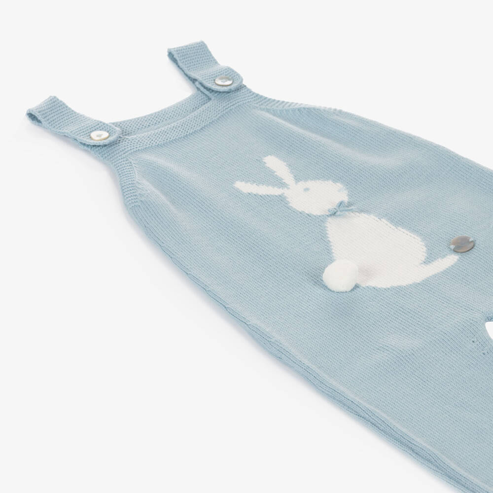 Artesanía Granlei-Boys Blue Bunny Knit Dungaree Set | Childrensalon Outlet
