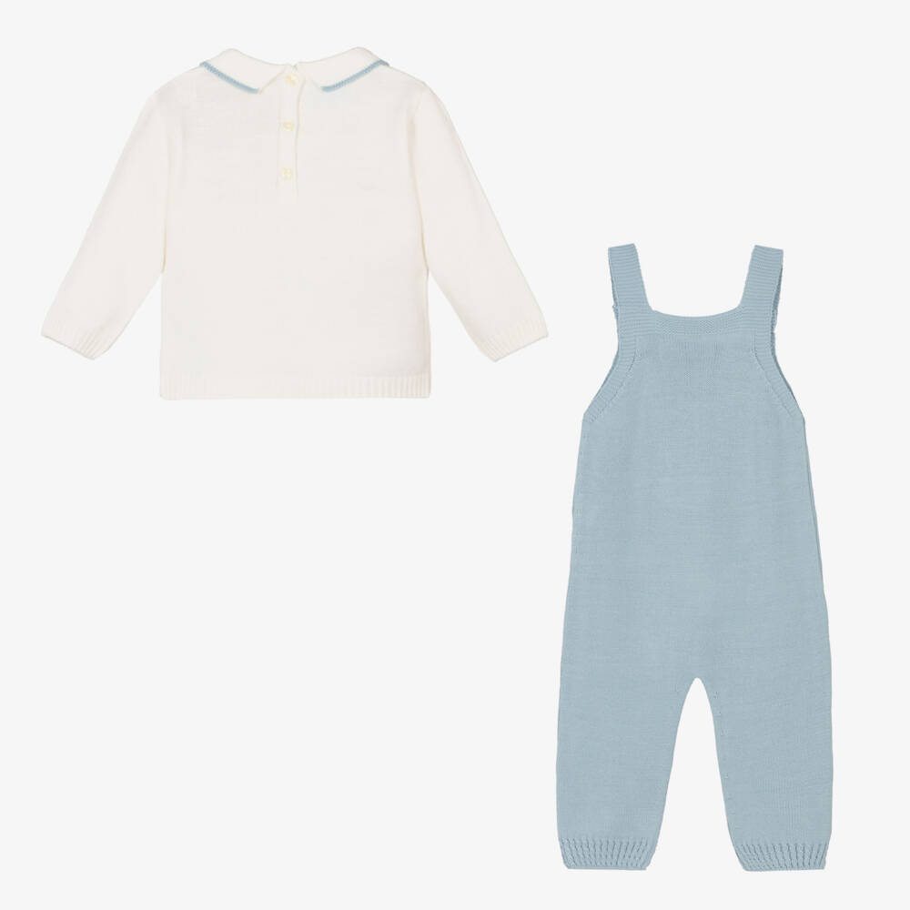 Artesanía Granlei-Boys Blue Bunny Knit Dungaree Set | Childrensalon Outlet