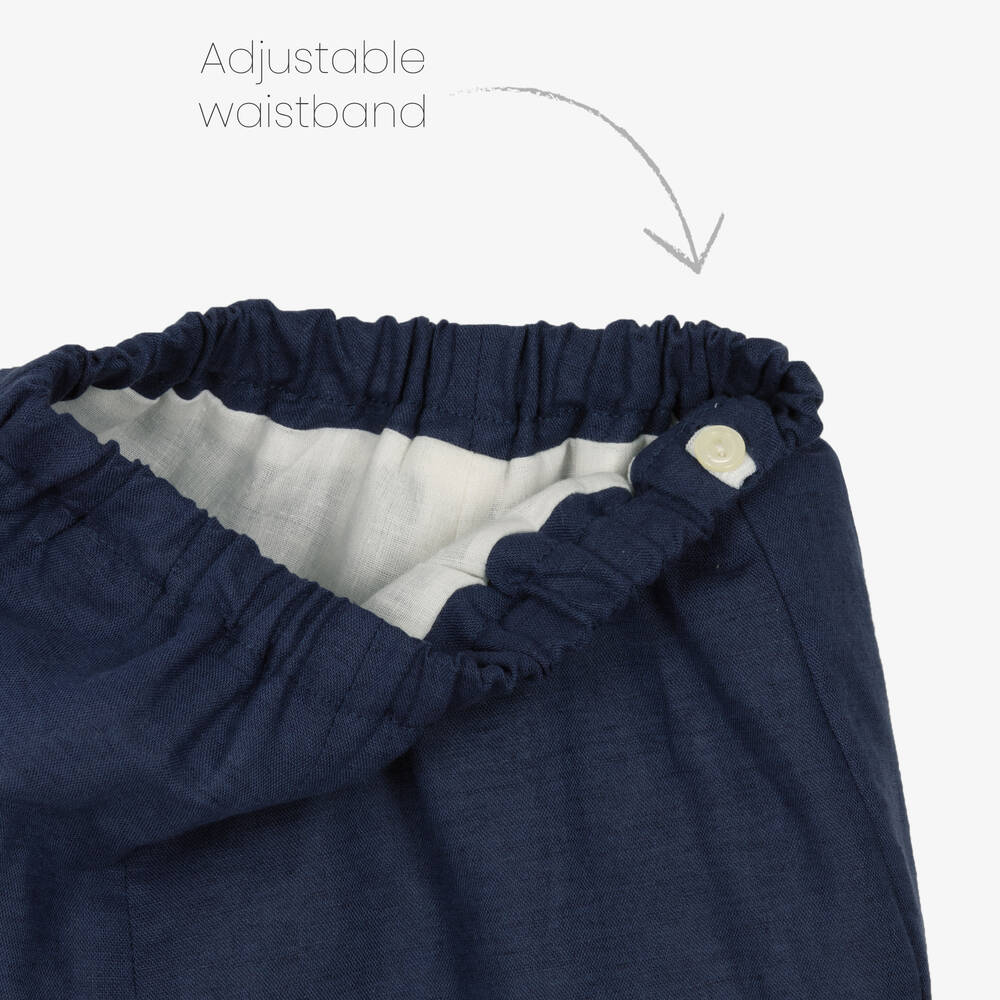 Artesanía Granlei-Boys Blue Cotton Shorts Set | Childrensalon Outlet