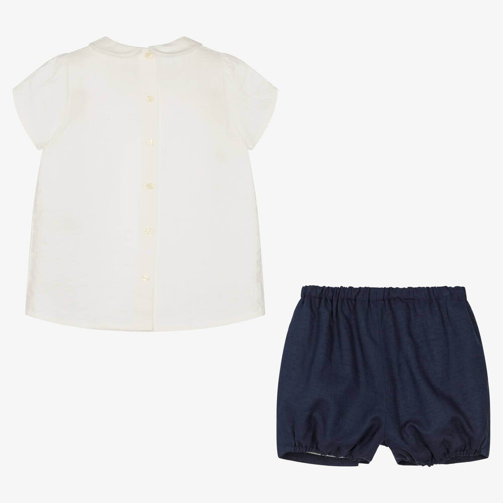 Artesanía Granlei-Boys Blue Cotton Shorts Set | Childrensalon Outlet