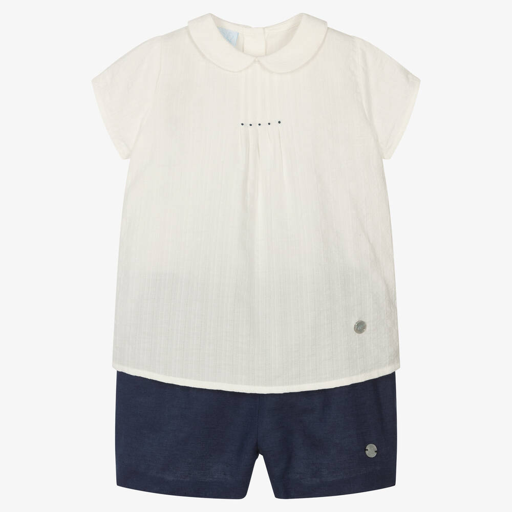 Artesanía Granlei - Boys Blue Cotton Shorts Set | Childrensalon