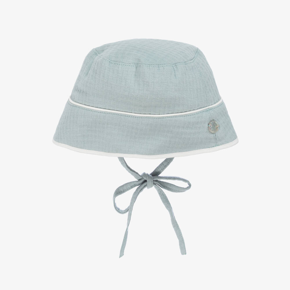 Artesanía Granlei-Boys Blue Cotton Sun Cap | Childrensalon Outlet