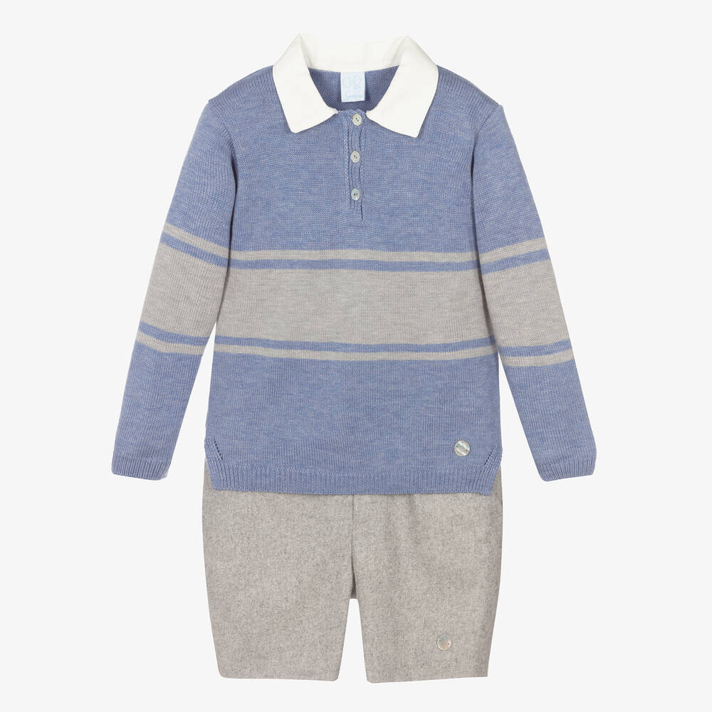 Artesanía Granlei - Голубой топ и серые шорты для мальчиков | Childrensalon
