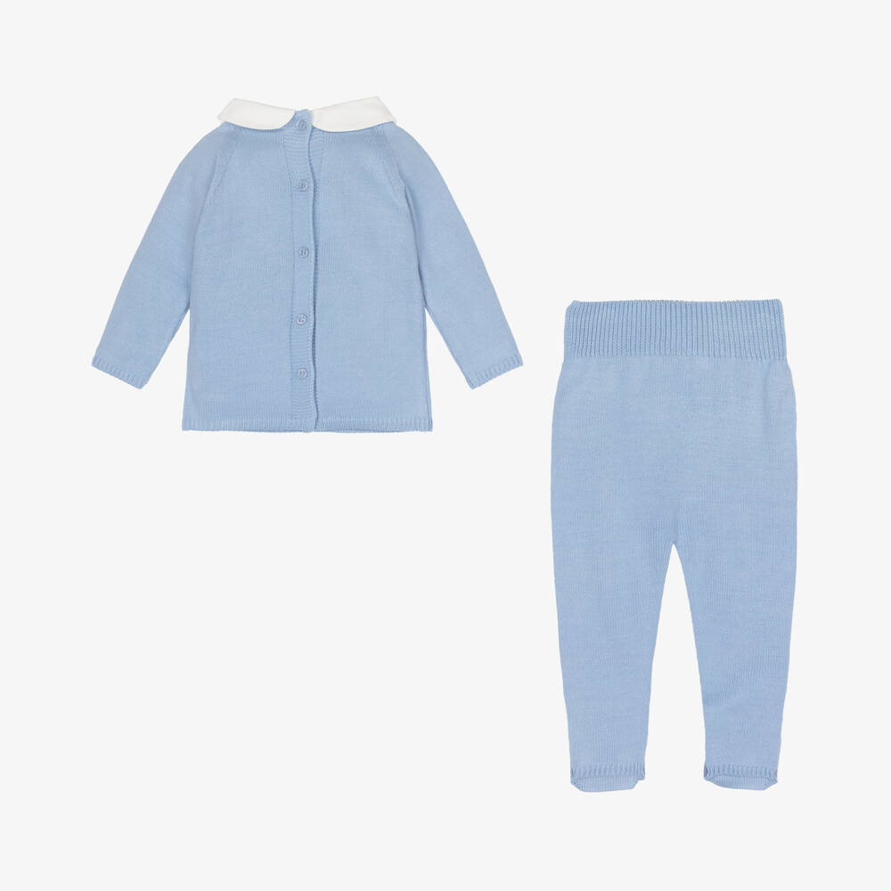 Artesanía Granlei-Boys Blue Knit Babygrow Set | Childrensalon Outlet