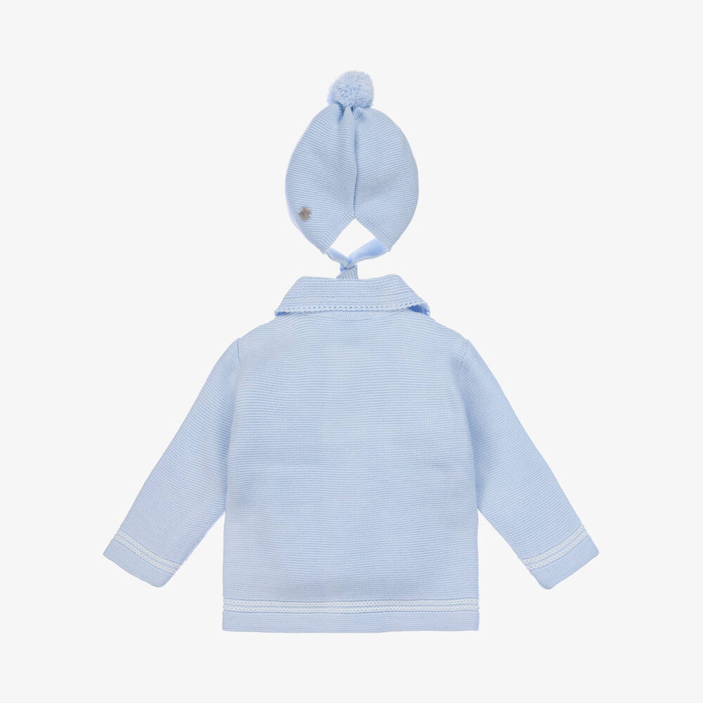 Artesanía Granlei-Boys Blue Knit Coat and Bonnet | Childrensalon Outlet
