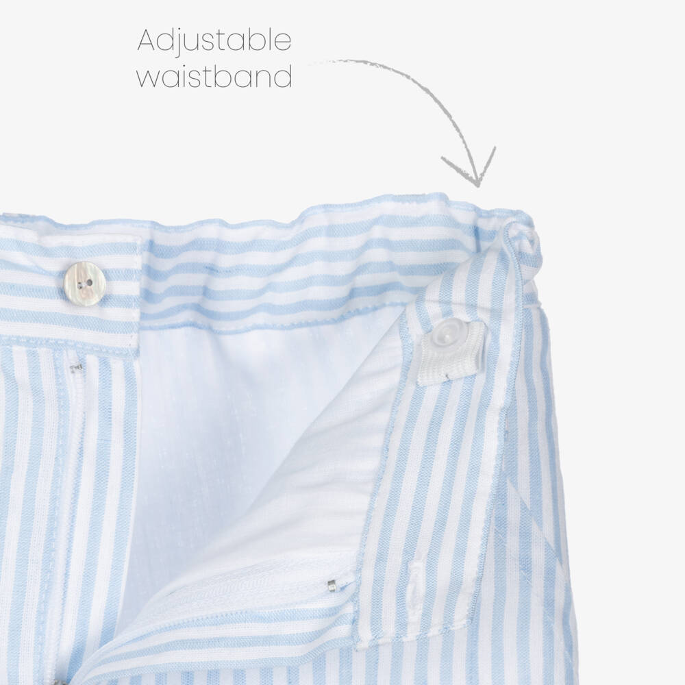 Artesanía Granlei-Boys Blue Knitted Top & Striped Shorts Set | Childrensalon Outlet