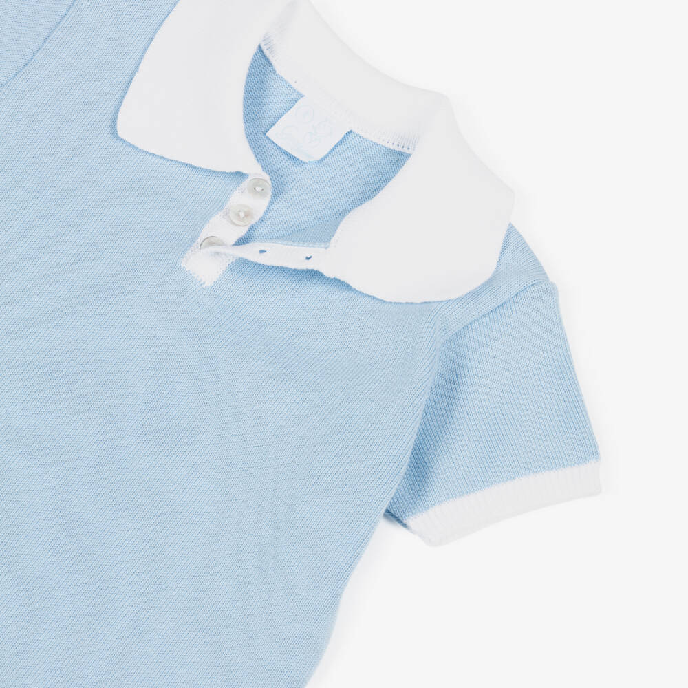 Artesanía Granlei-Boys Blue Knitted Top & Striped Shorts Set | Childrensalon Outlet