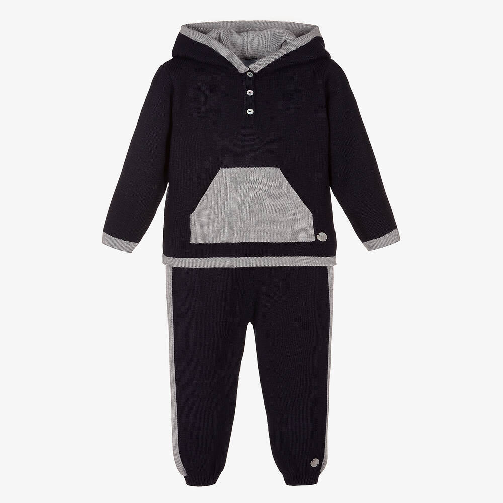 Artesanía Granlei - Boys Blue Knitted Tracksuit | Childrensalon