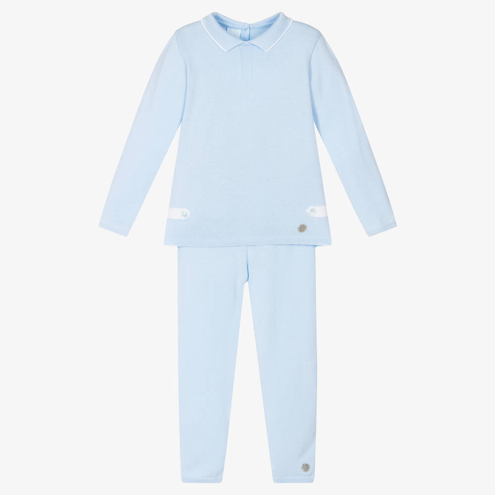 Artesanía Granlei - Boys Blue Knitted Trousers Set | Childrensalon