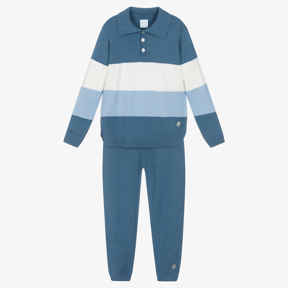 Artesanía Granlei - Boys Blue Knitted Trousers Set | Childrensalon