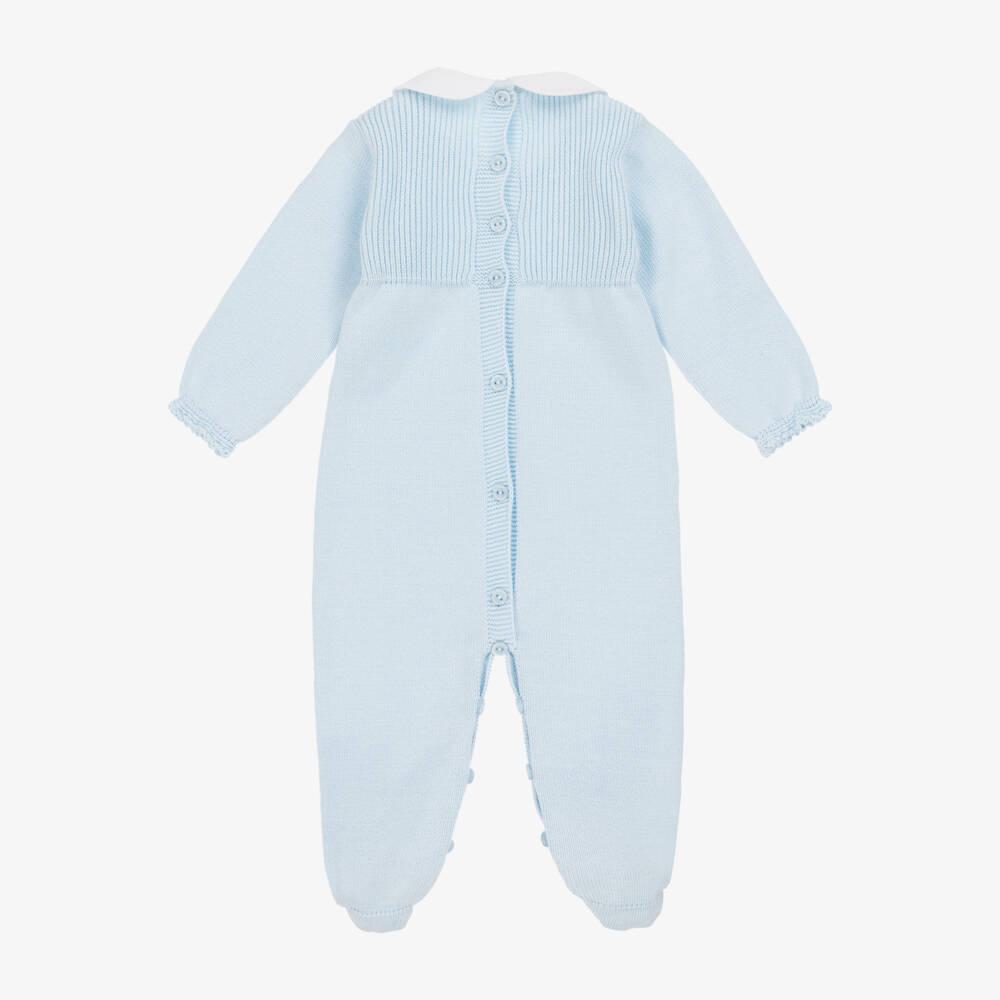 Artesanía Granlei-Boys Blue Lace Knit Romper | Childrensalon Outlet