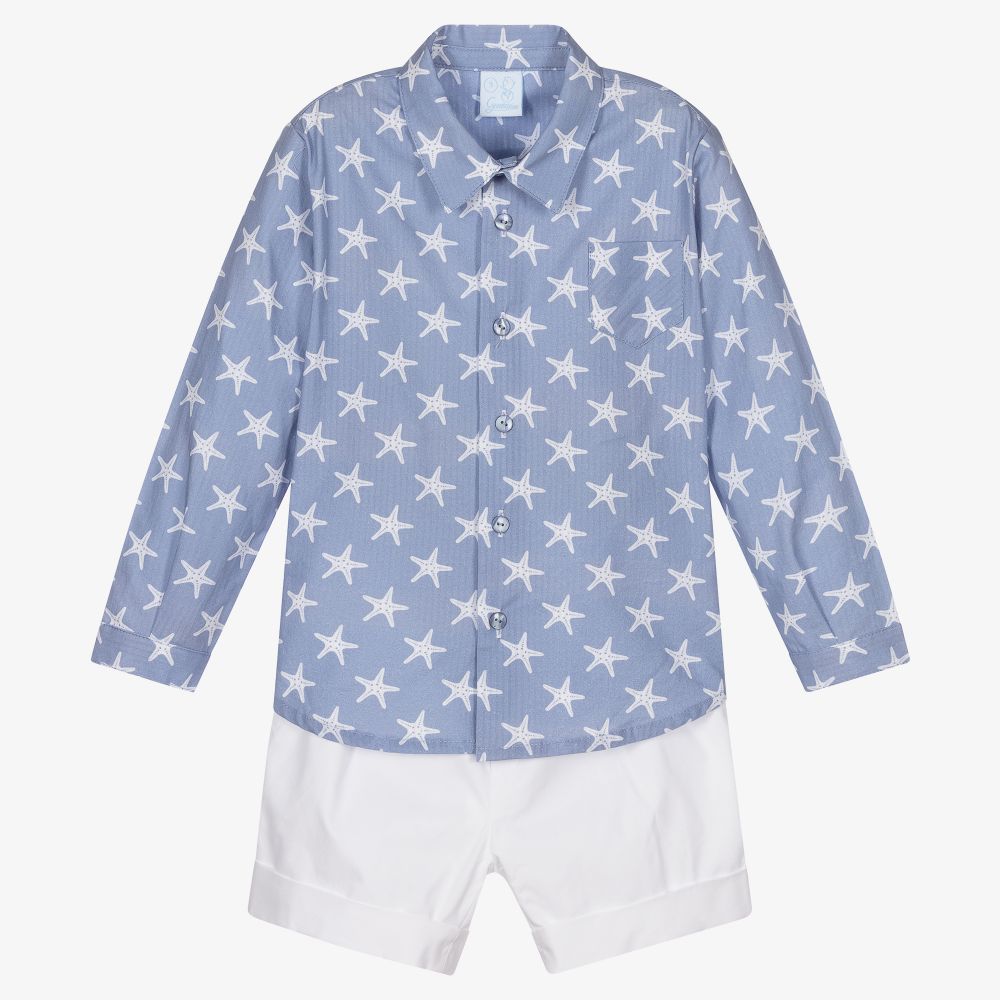 Artesanía Granlei - Голубая рубашка с морскими звездами и шорты для мальчиков | Childrensalon