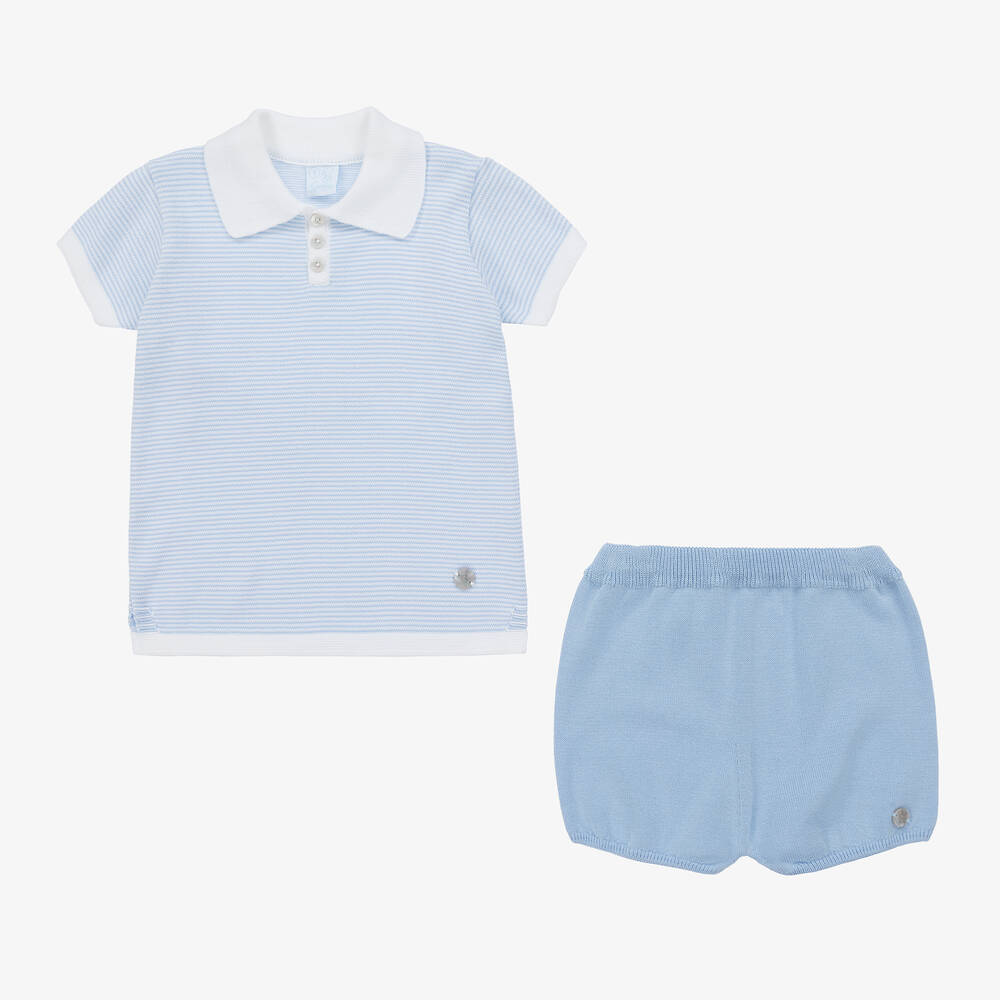 Artesanía Granlei-Boys Blue Striped Cotton Shorts Set | Childrensalon Outlet
