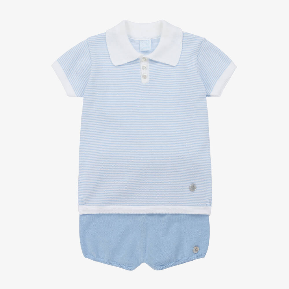 Artesanía Granlei-Boys Blue Striped Cotton Shorts Set | Childrensalon Outlet