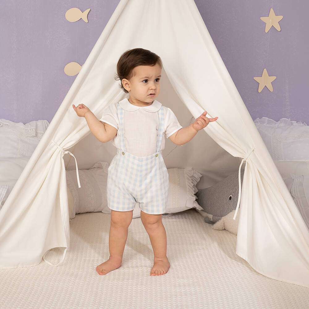 Artesanía Granlei-Boys Blue & White Gingham Shorts Set | Childrensalon Outlet