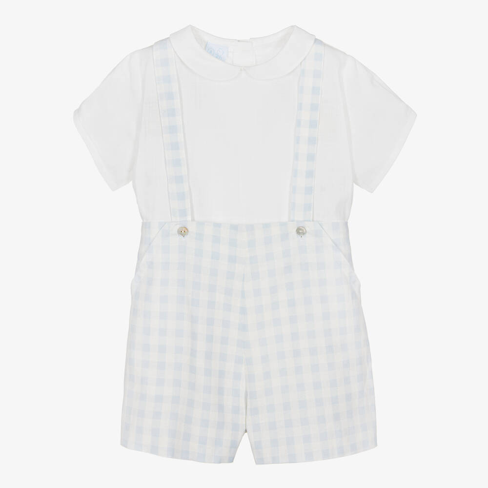 Artesanía Granlei - Boys Blue & White Gingham Shorts Set | Childrensalon