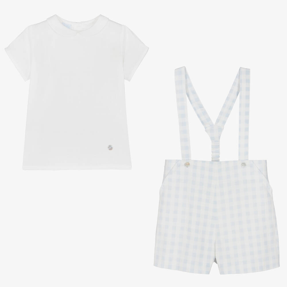 Artesanía Granlei-Boys Blue & White Gingham Shorts Set | Childrensalon Outlet