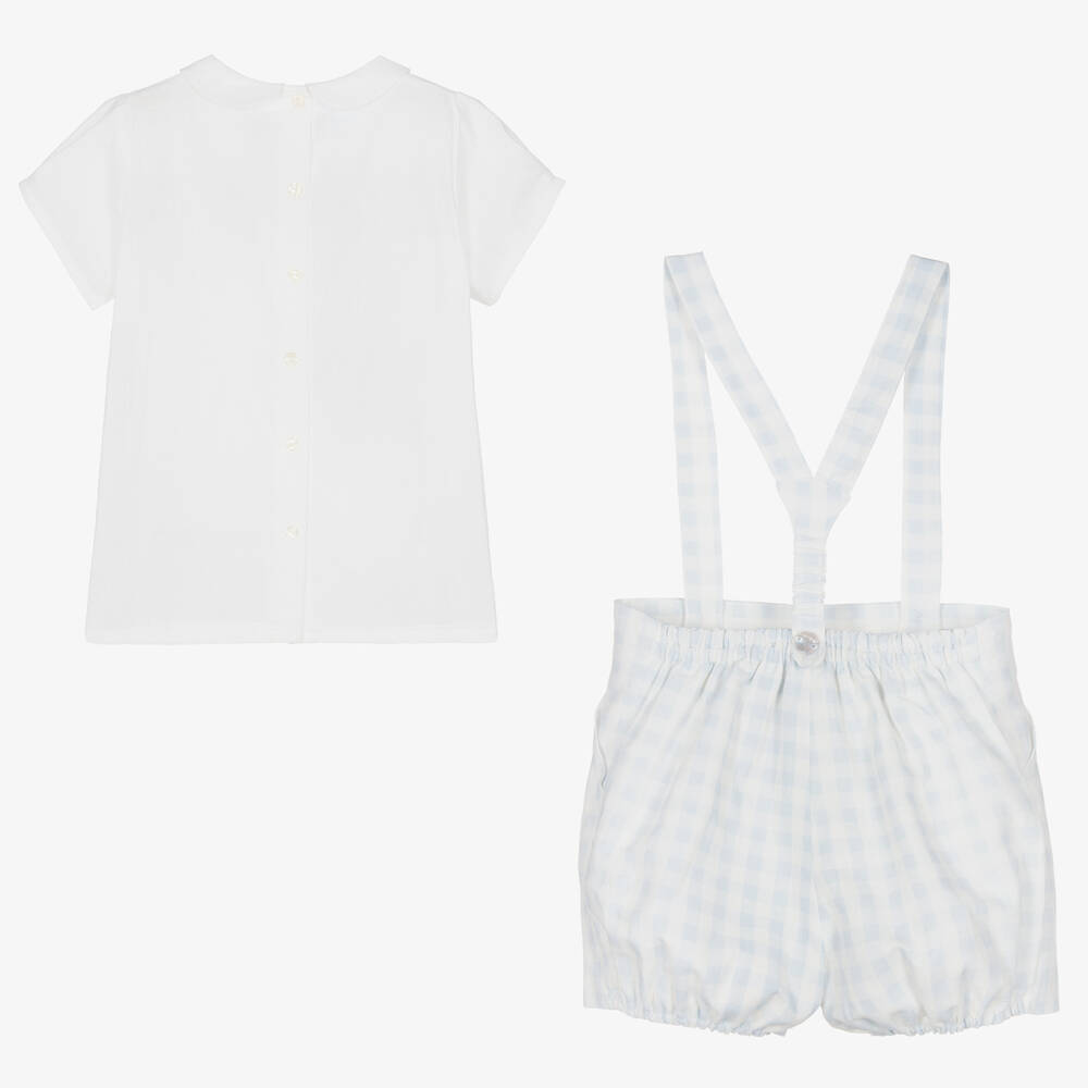 Artesanía Granlei-Boys Blue & White Gingham Shorts Set | Childrensalon Outlet