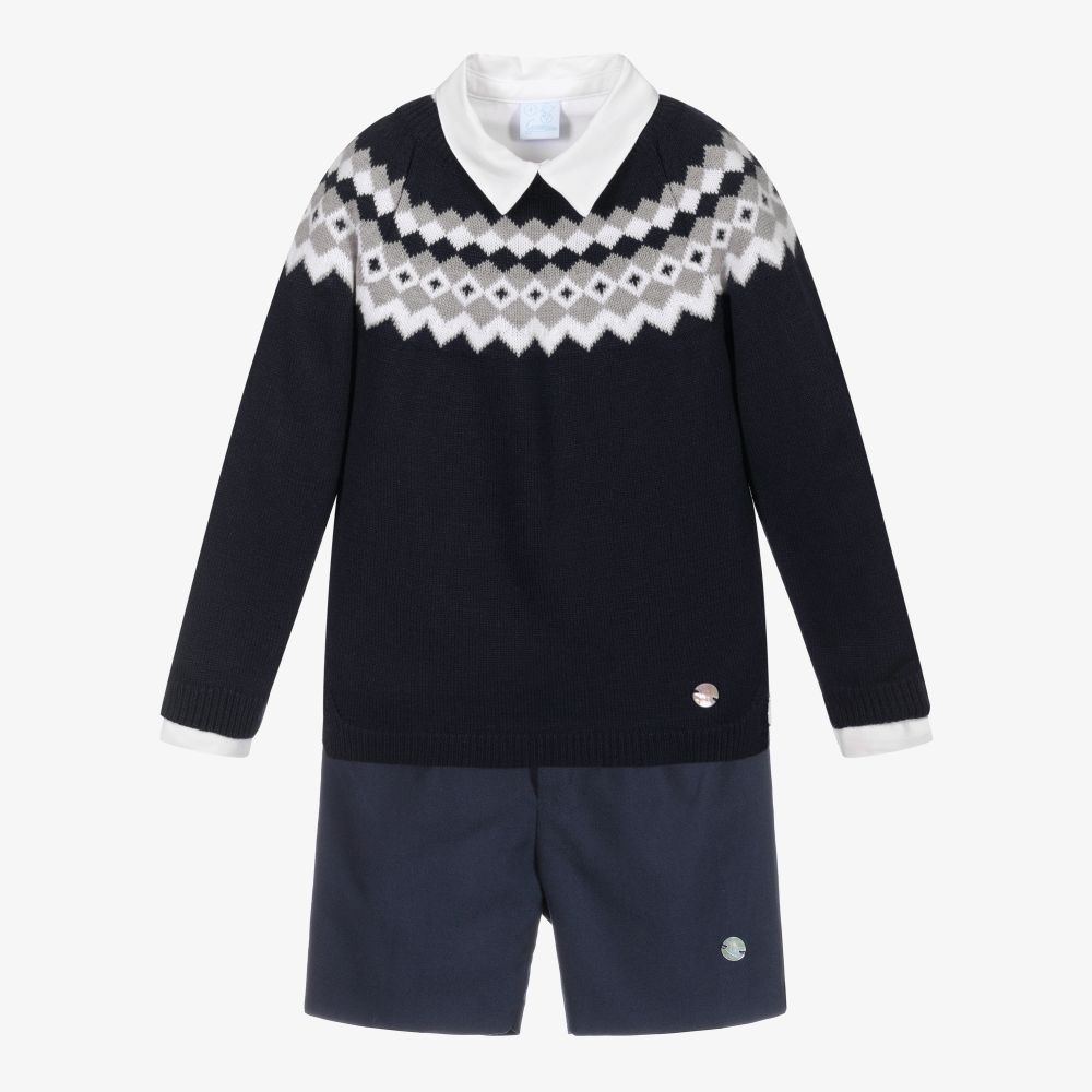 Artesanía Granlei - Ensemble short bleu et blanc Garçon | Childrensalon