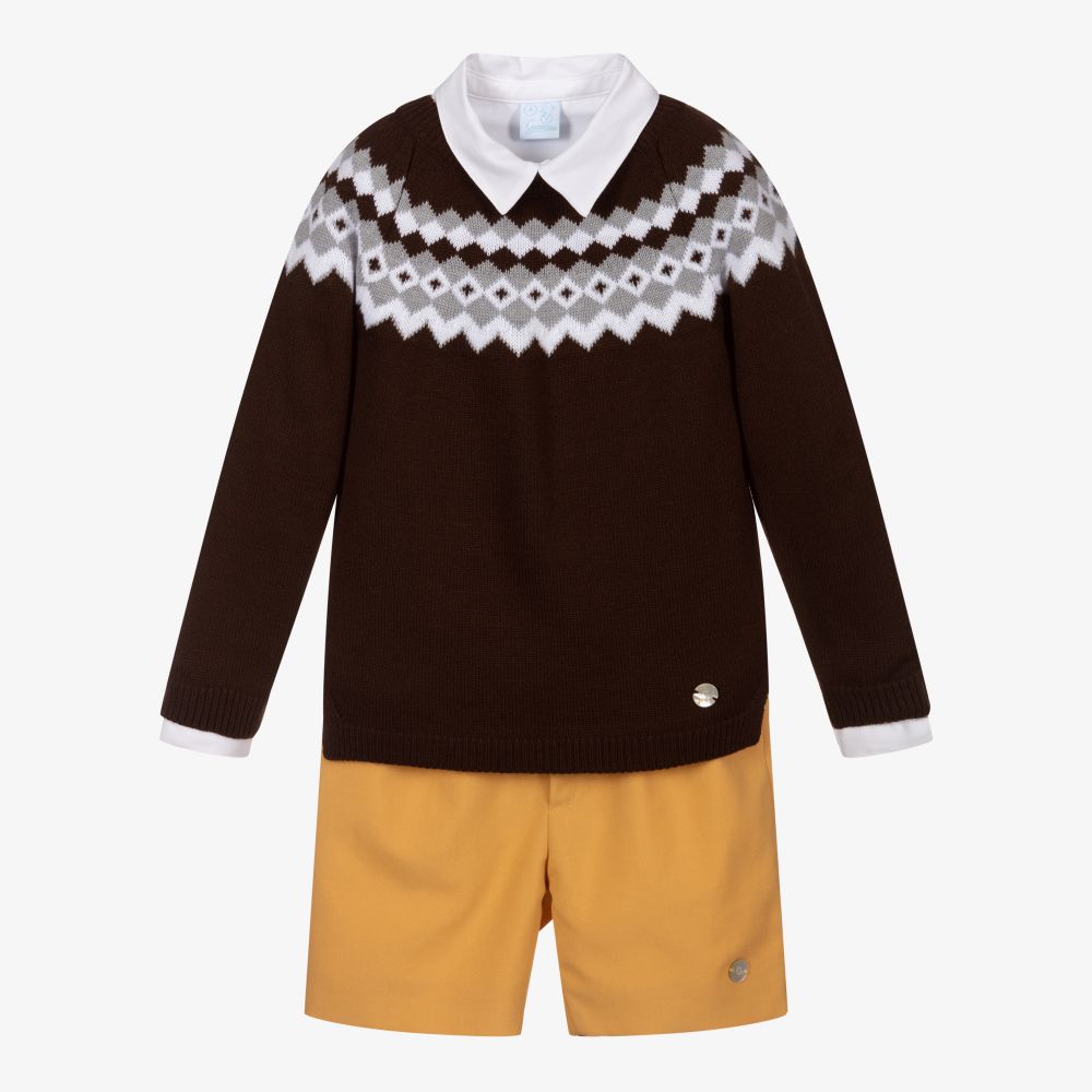 Artesanía Granlei - Желто-коричневый комплект с шортами для мальчиков | Childrensalon